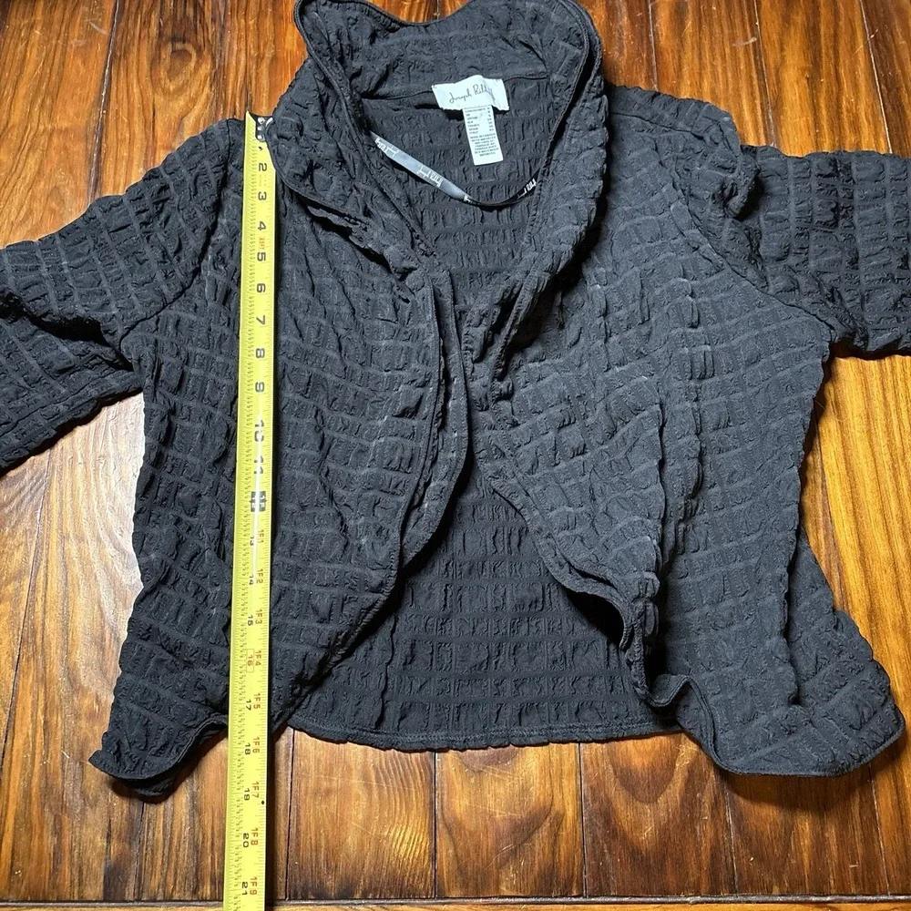 Joseph Ribkoff Bubble Woven Cropped Jacket Black Open Front Sz 6 A1673